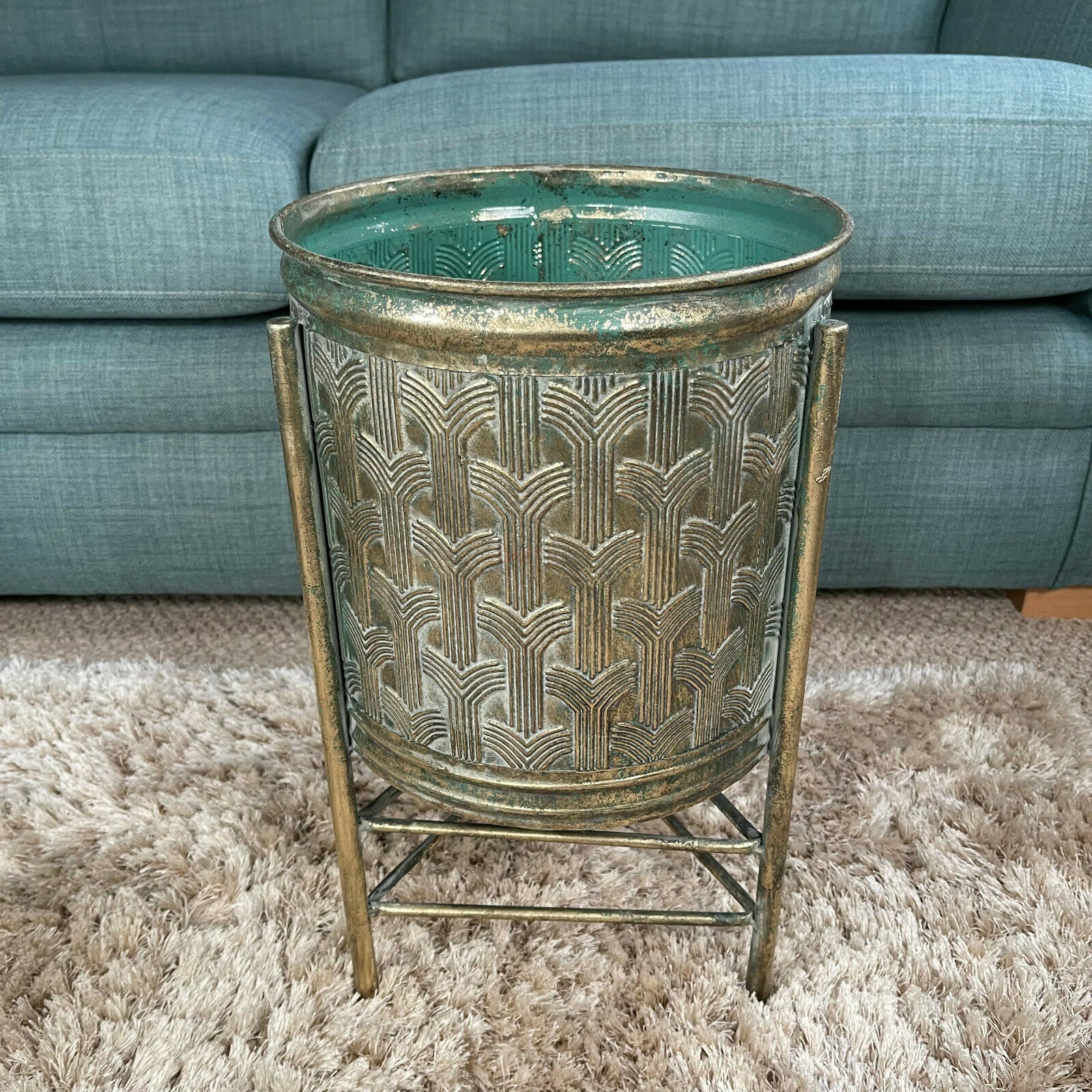 Set Of 2 Metal Drum Planters Large