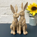 Treibholz-Hasenpaar-Ornament, 20 cm
