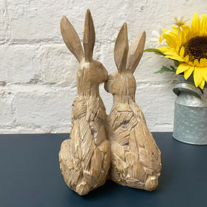 Driftwood Hare Pair Ornament 20cm