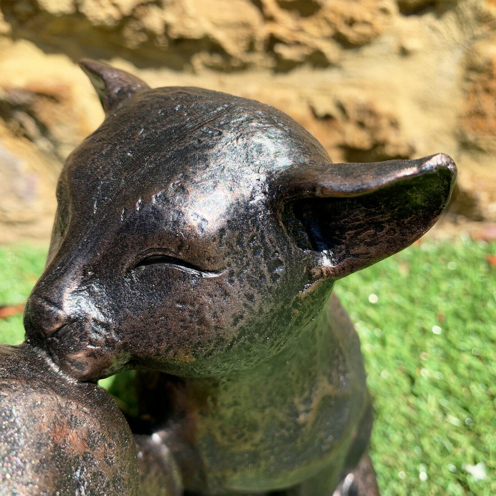 Black Preening Cats Garden Ornament