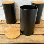 Set Of 3 Large Black Storage Canisters
