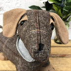 Tartan Brown Sausage Dog Doorstop