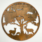 Bronze Woodland Deer Family Garden Wall Art