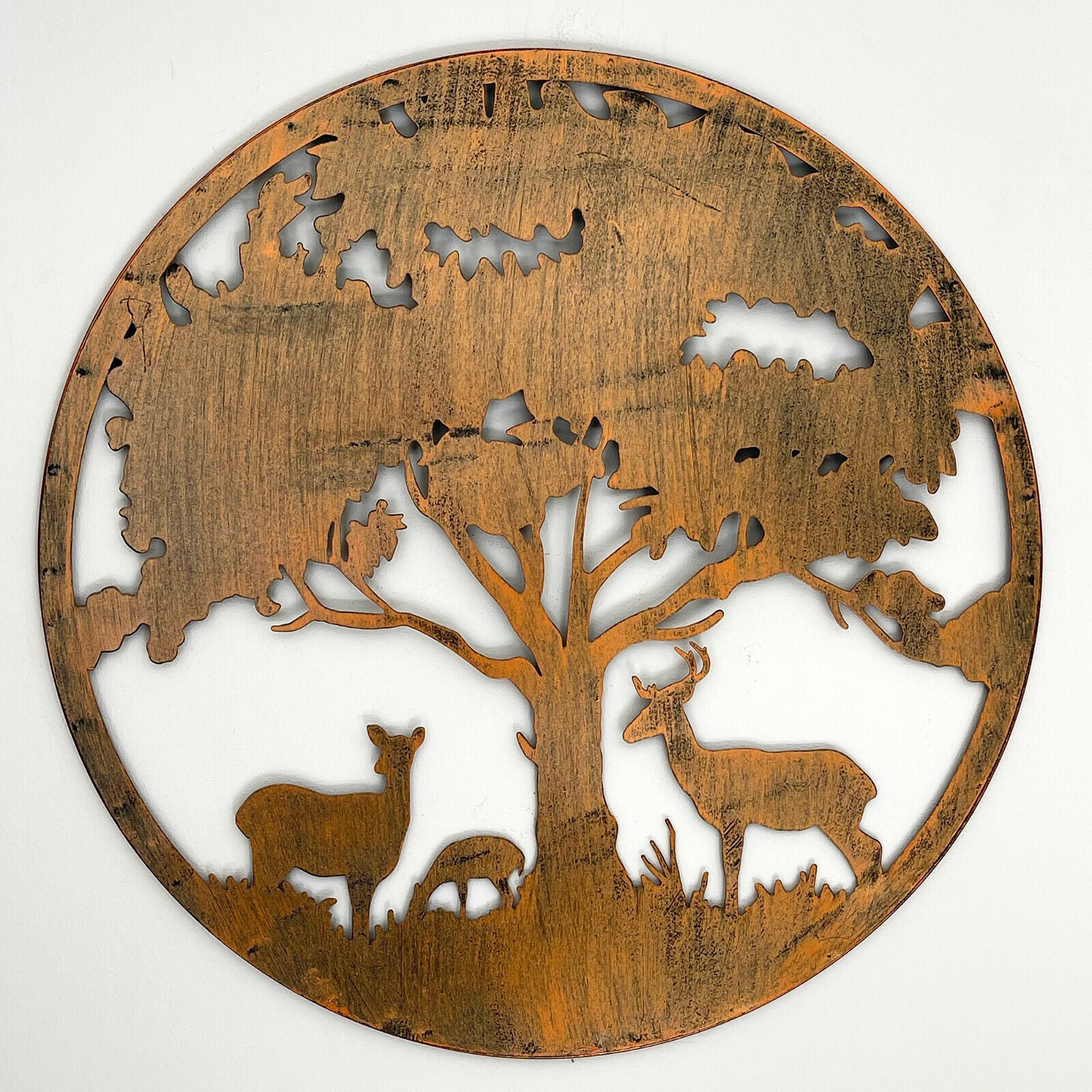 Bronze Woodland Deer Family Garden Wall Art