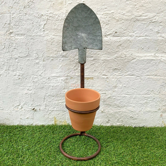 Terracotta Pot With Spade Stand