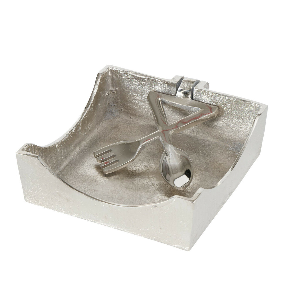 Silberner Besteck-Design-Serviettenhalter aus Metall, 16 cm