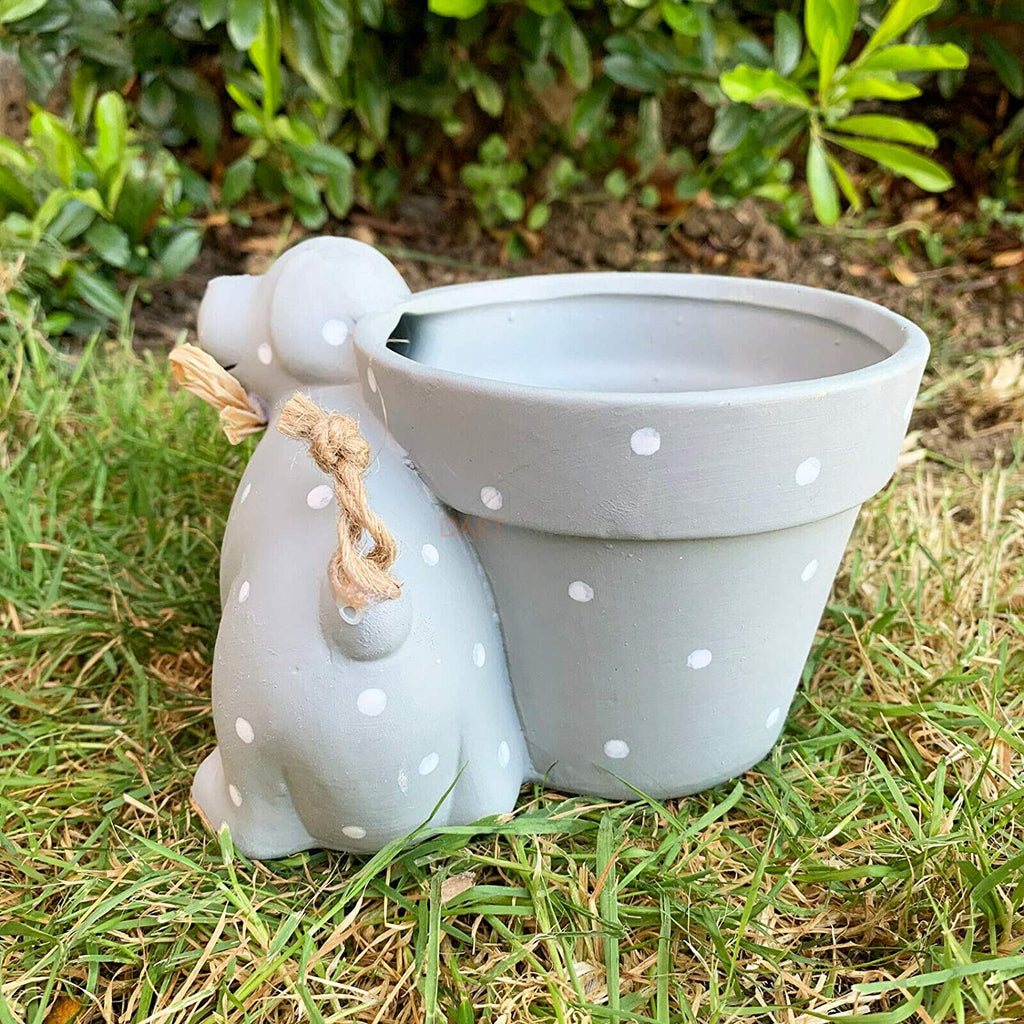 Polka Dot Sitting Dog Plant Pot