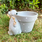 Polka Dot Sitting Dog Plant Pot