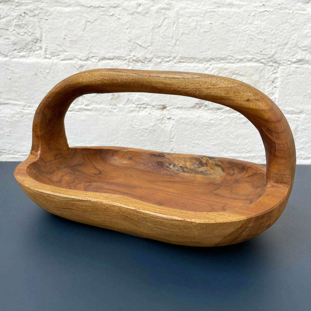 Lange Schüssel aus Teakwurzelholz, 32 cm