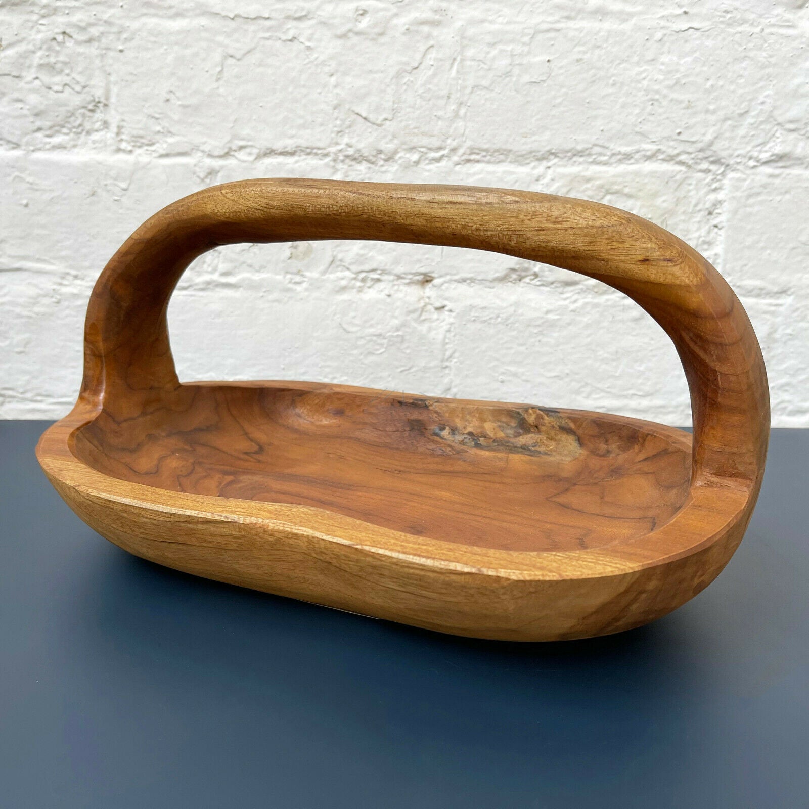 Teak Root Wood Long Trug Bowl 32cm