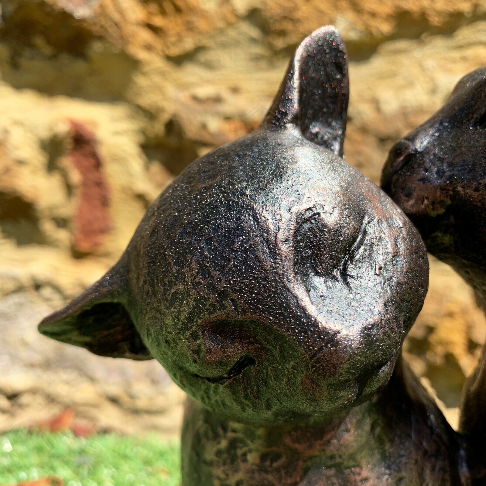 Black Preening Cats Garden Ornament