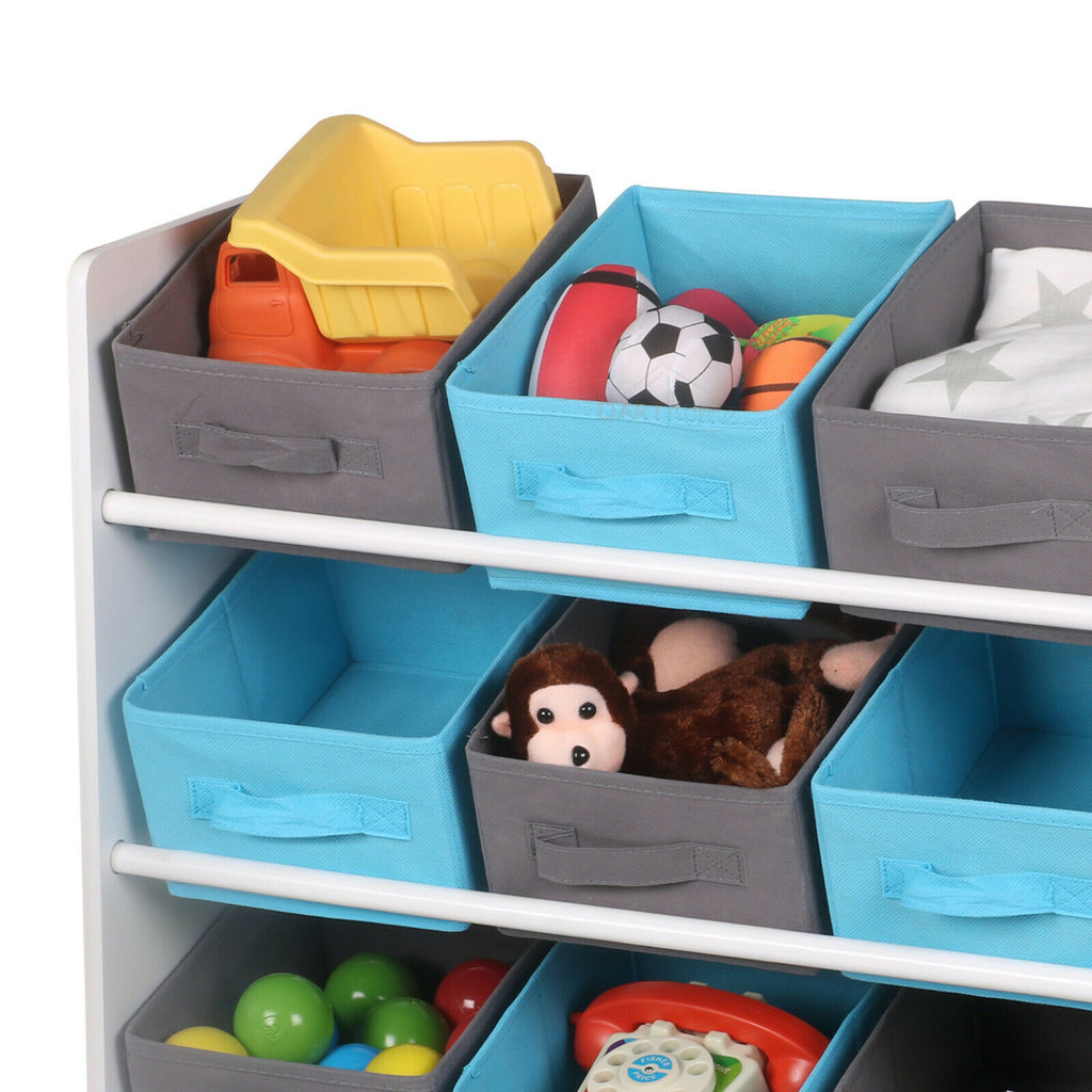 Childrens Blue 9 Open Drawer Storage Unit