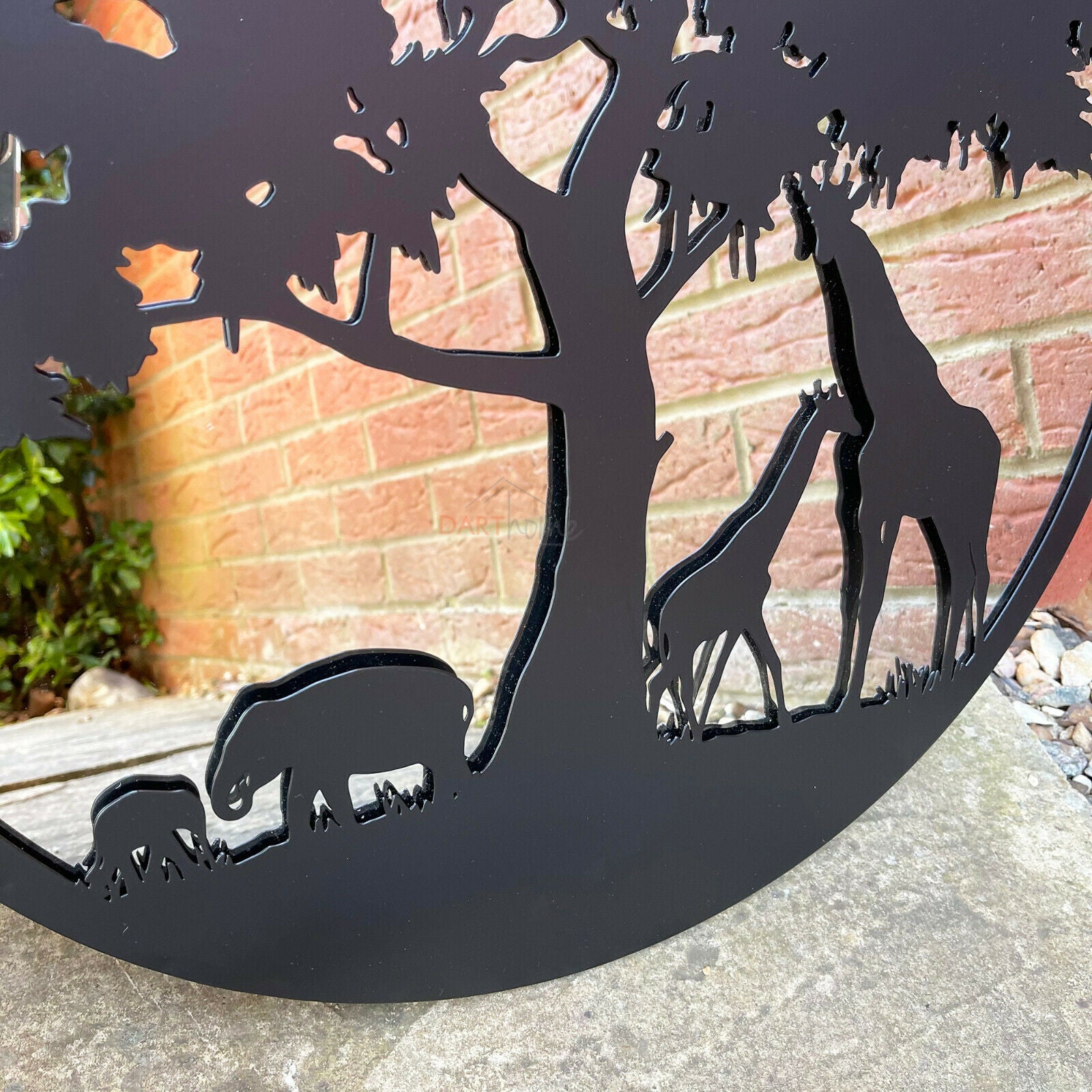 Black Silhouette African Wildlife Garden Mirror