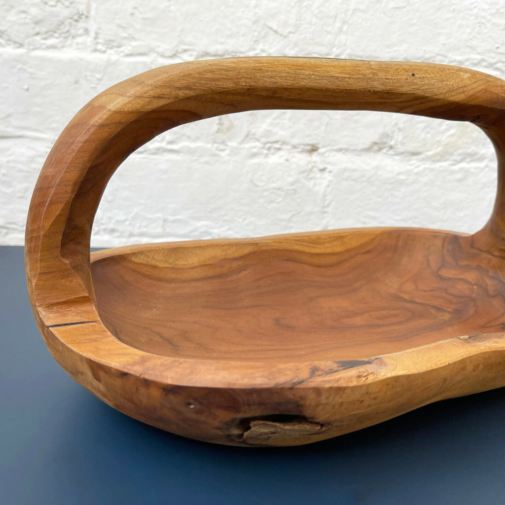 Lange Schüssel aus Teakwurzelholz, 32 cm