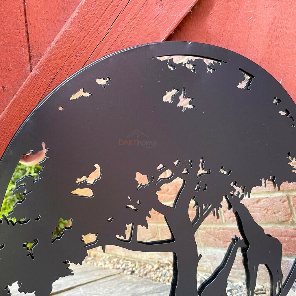 Black Silhouette African Wildlife Garden Mirror
