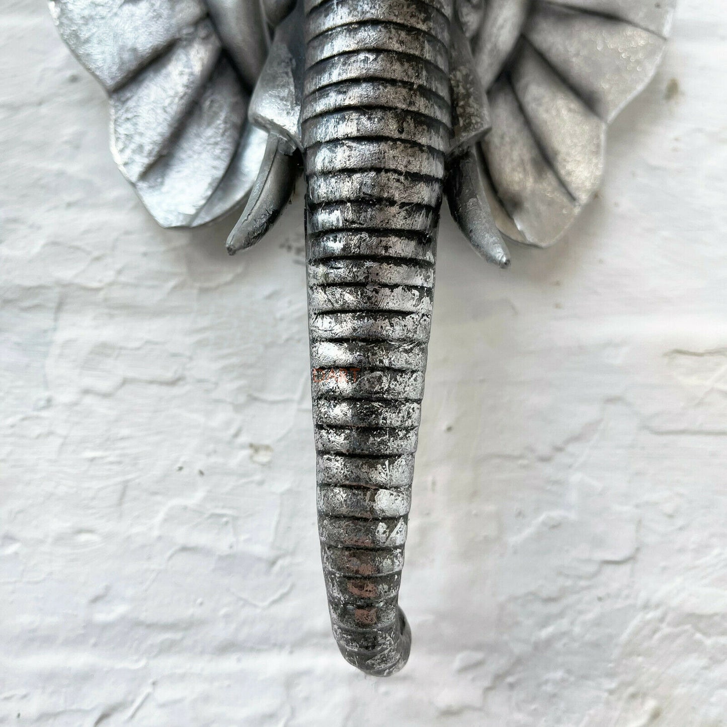 Silberne Elefantenbüste aus Kunstharz, Wanddekoration, 21 cm