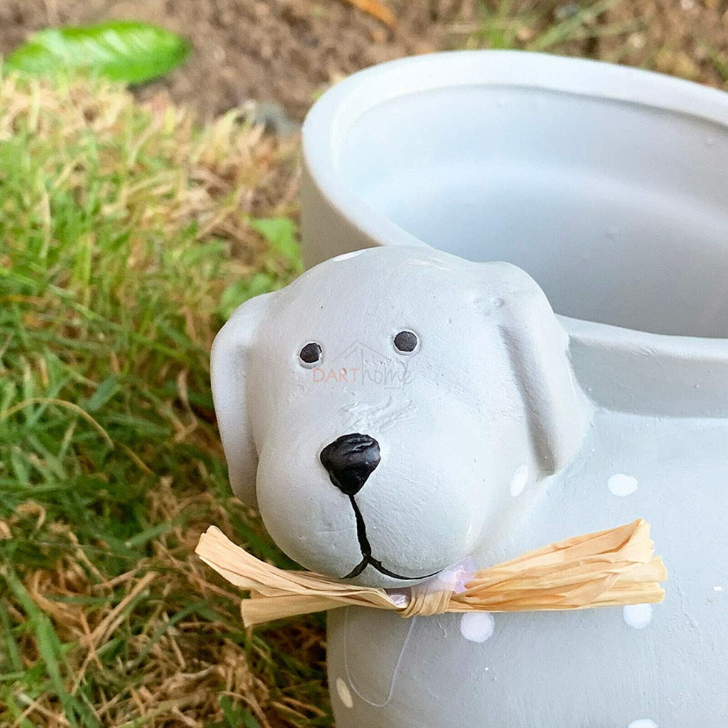 Polka Dot Sitting Dog Plant Pot