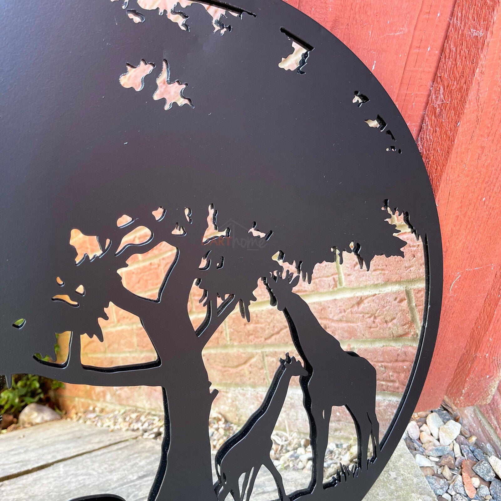 Black Silhouette African Wildlife Garden Mirror