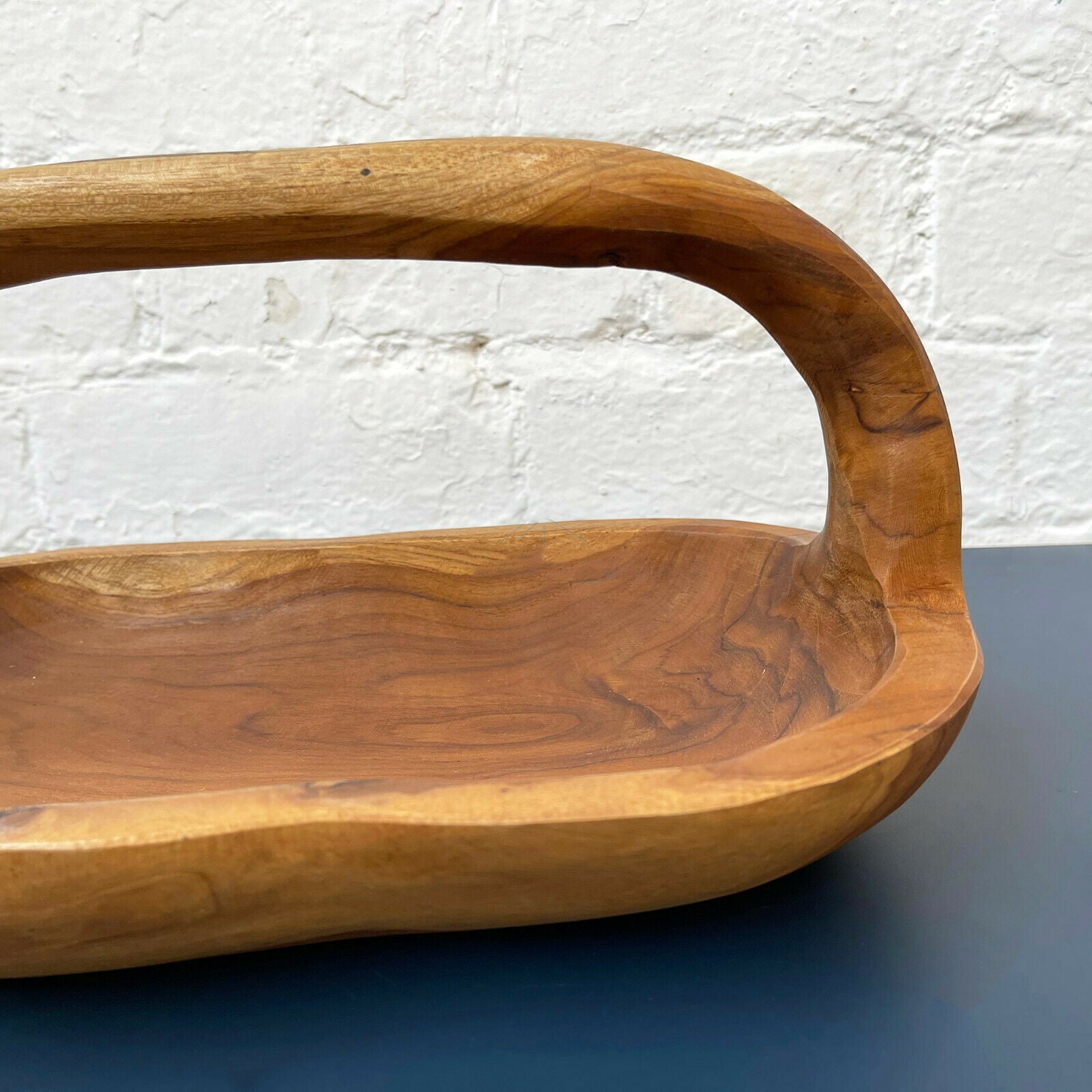 Teak Root Wood Long Trug Bowl 32cm