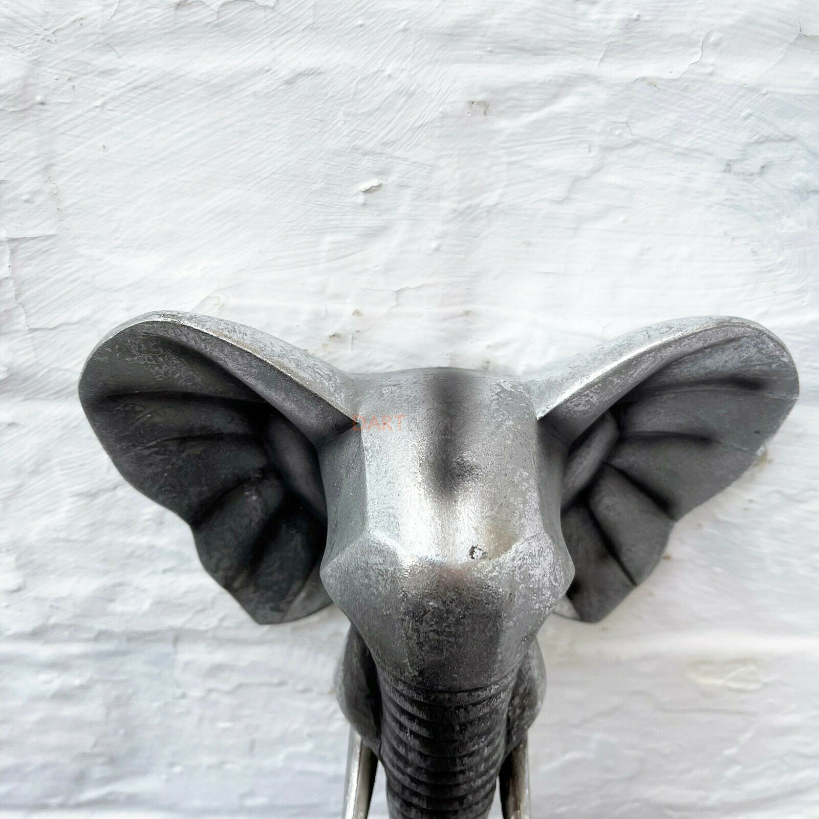 Silver Resin Elephant Bust Wall Ornament 21cm