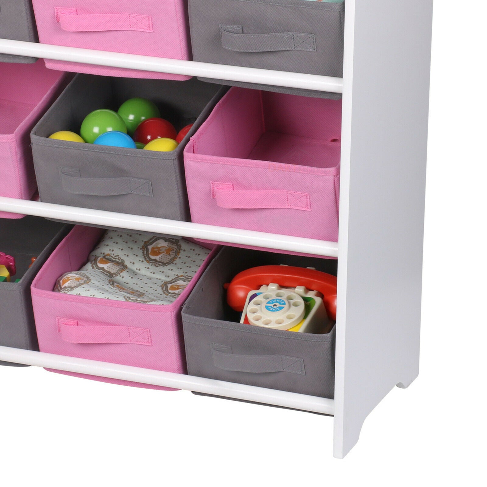 Childrens Pink 9 Open Drawer Storage Unit
