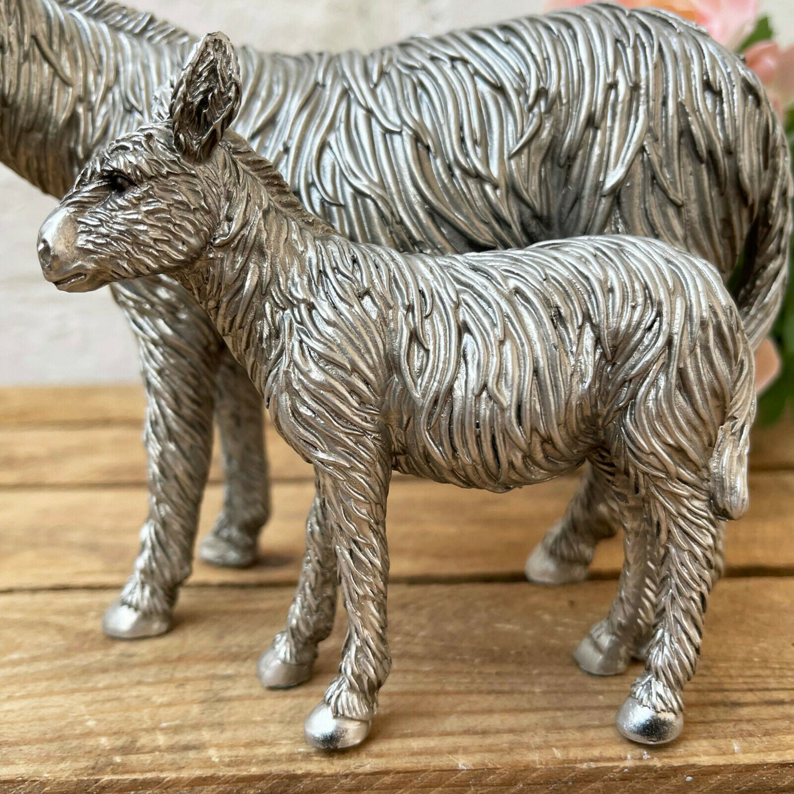 Silver Donkey & Foal Ornament
