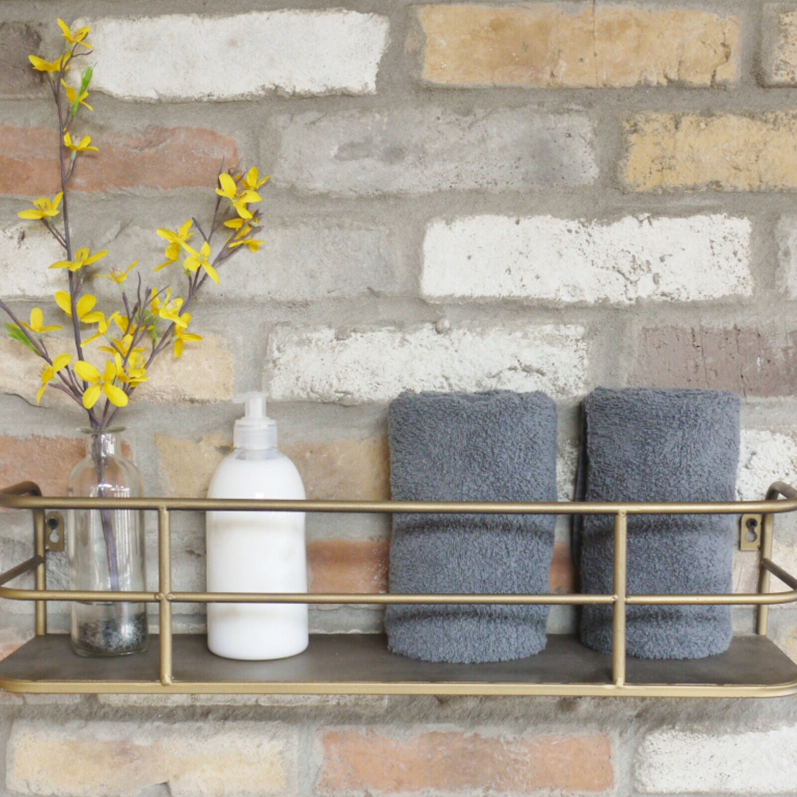 Industrial Gold Metal Wall Shelf Unit 55cm Darthome Limited