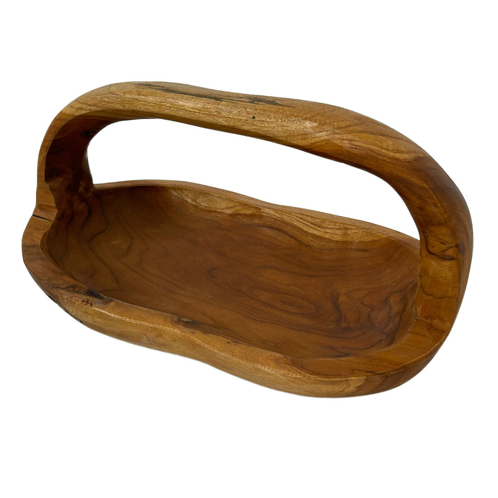 Lange Schüssel aus Teakwurzelholz, 32 cm