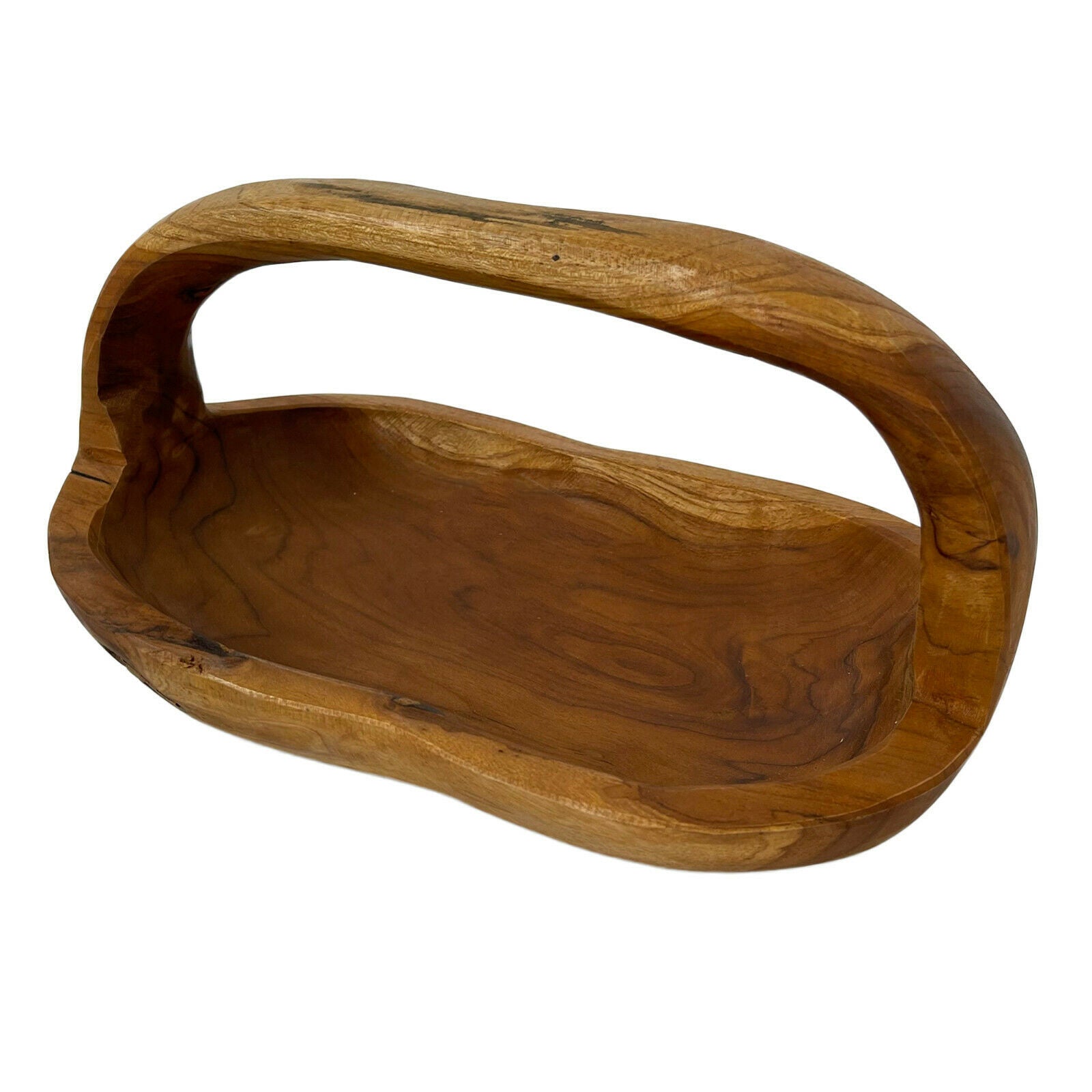Teak Root Wood Long Trug Bowl 32cm