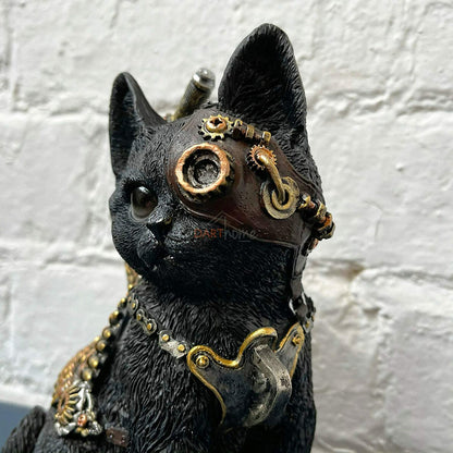 Black Steampunk Sitting Cat Ornament