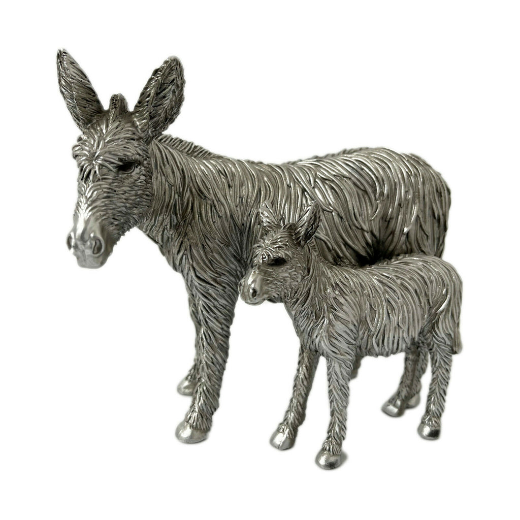 Silver Donkey & Foal Ornament