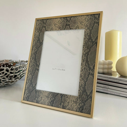 5x7" Faux Gold Snakeskin Photo Frame