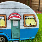 Blauer Caravan-Gartenpflanzer aus Zement, 21 cm