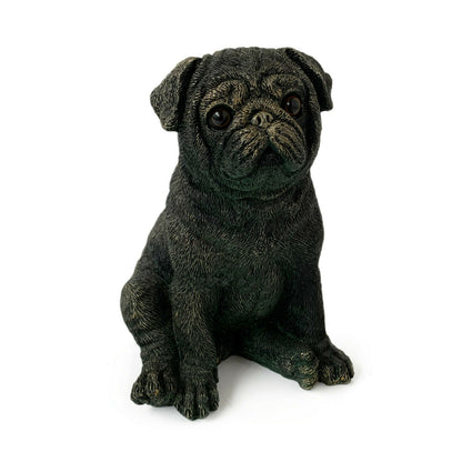 Bronze Resin Sitting Pug Dog Ornament