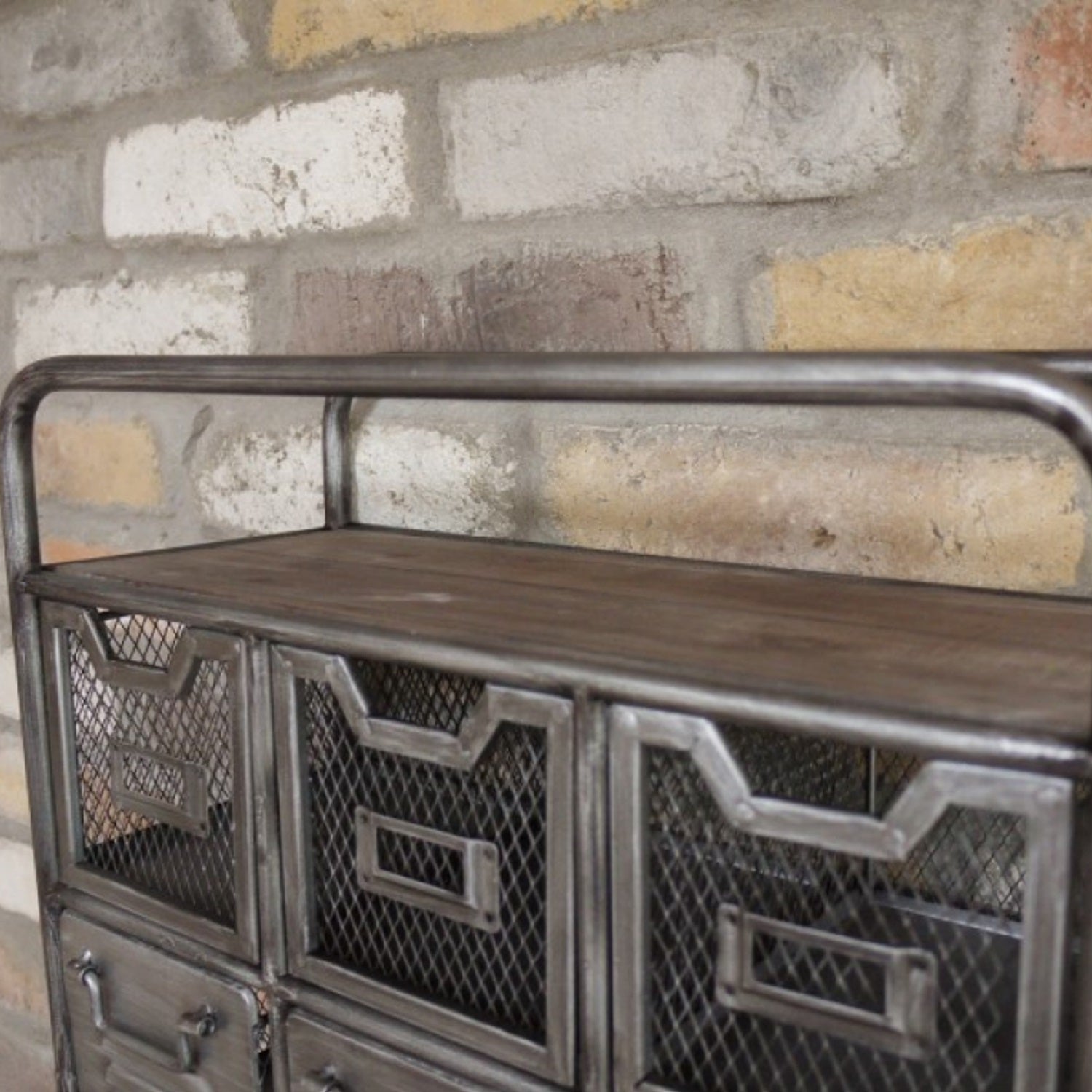 Indsutrial Silver 6 Drawer Wall Unit