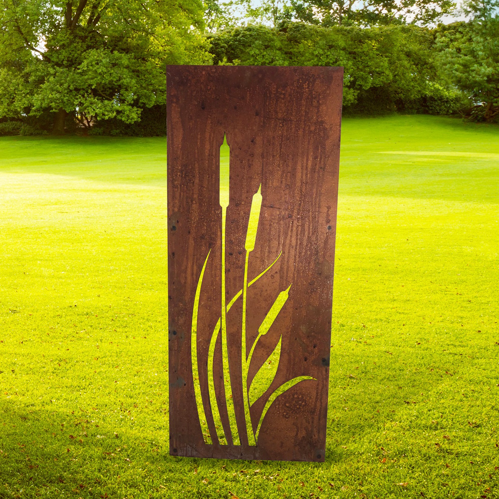 Ready To Rust Bulrush Plant Garden Screen