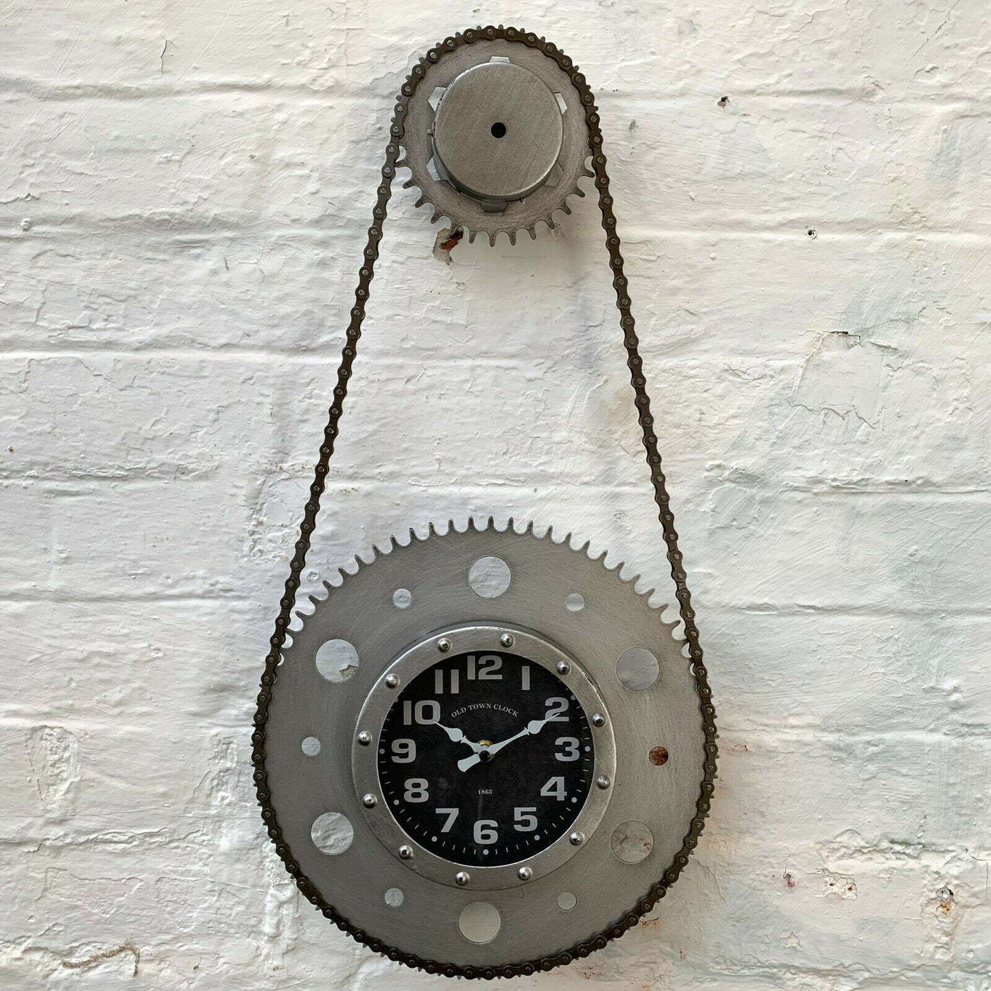 Industrielle Fahrradketten-Wanduhr