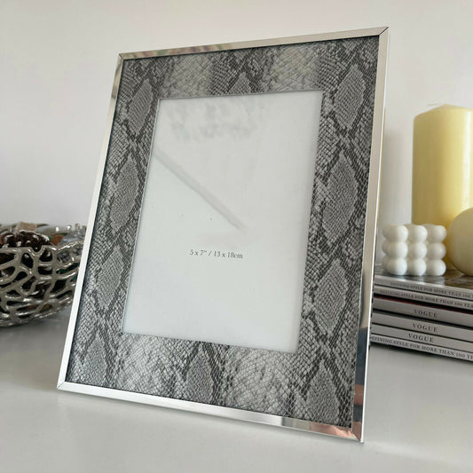 5x7" Faux Silver Snakeskin Photo Frame