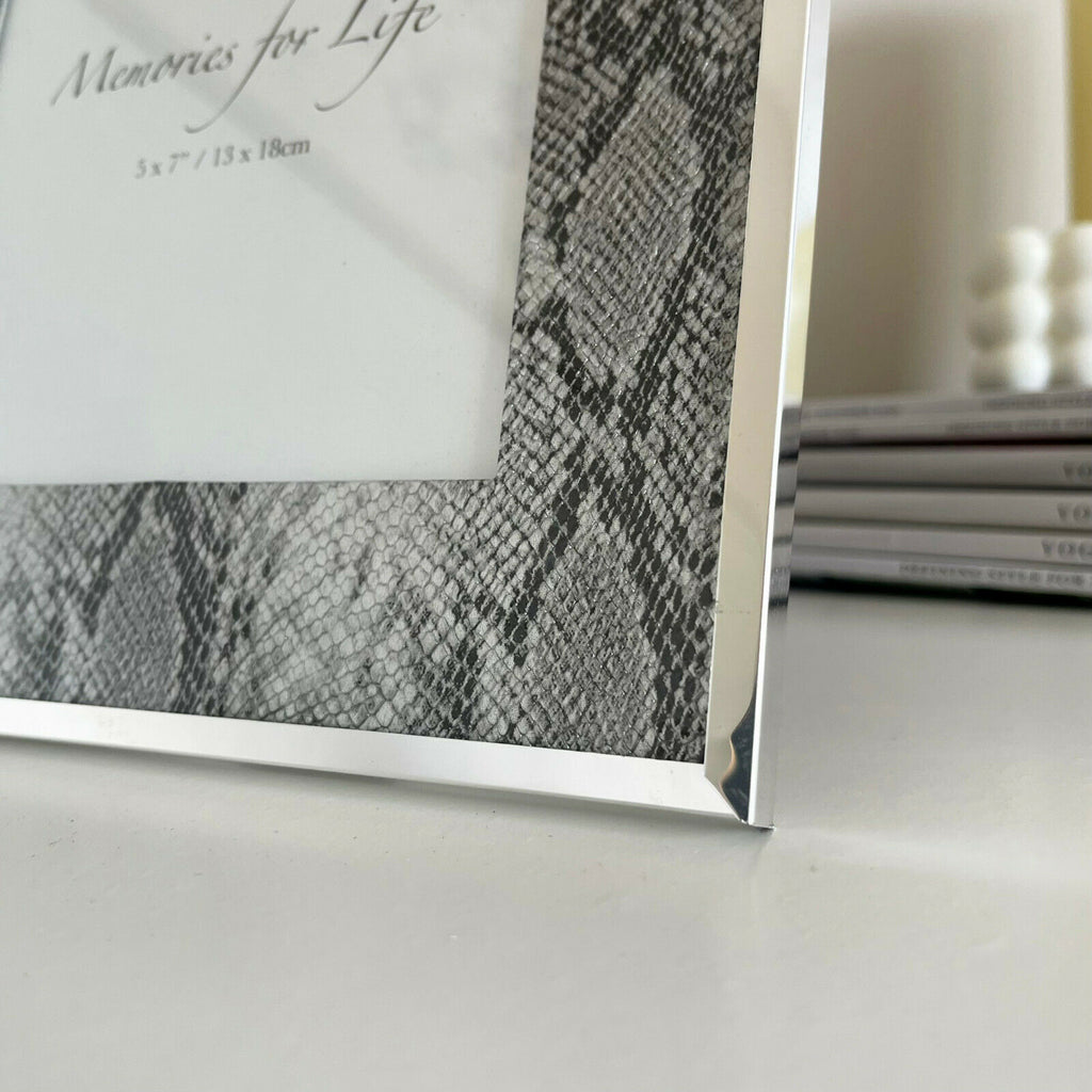 4x6" Faux Silver Snakeskin Photo Frame
