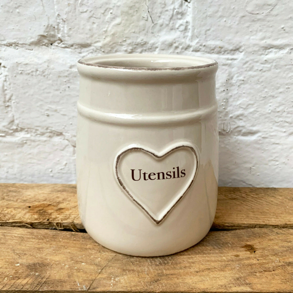 Keramik-Utensilientopf mit Liebesherz, 13 x 12 cm