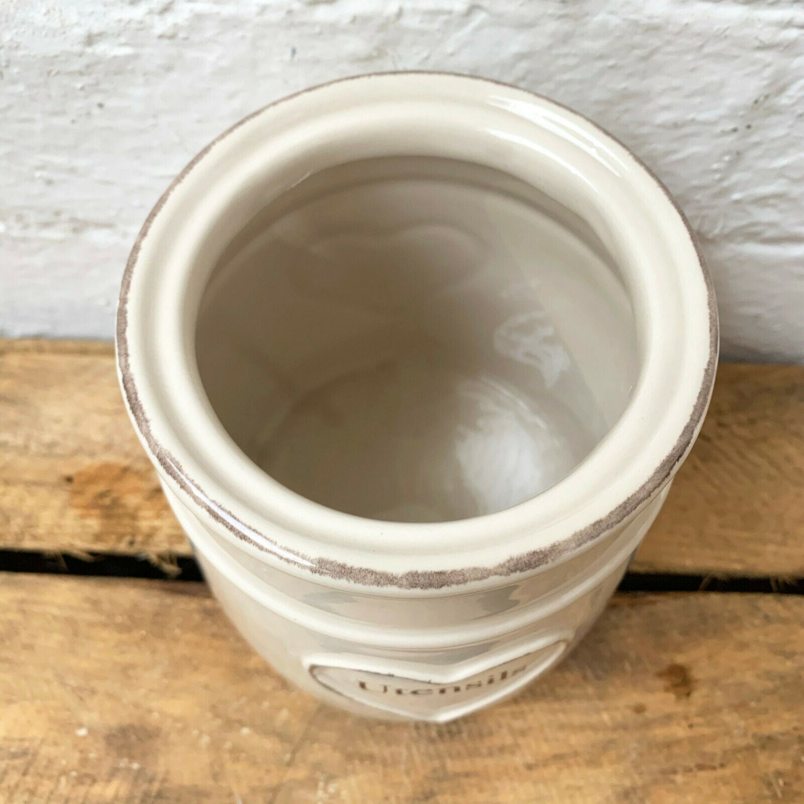 Ceramic Love Heart Utensil Pot 13x12cm
