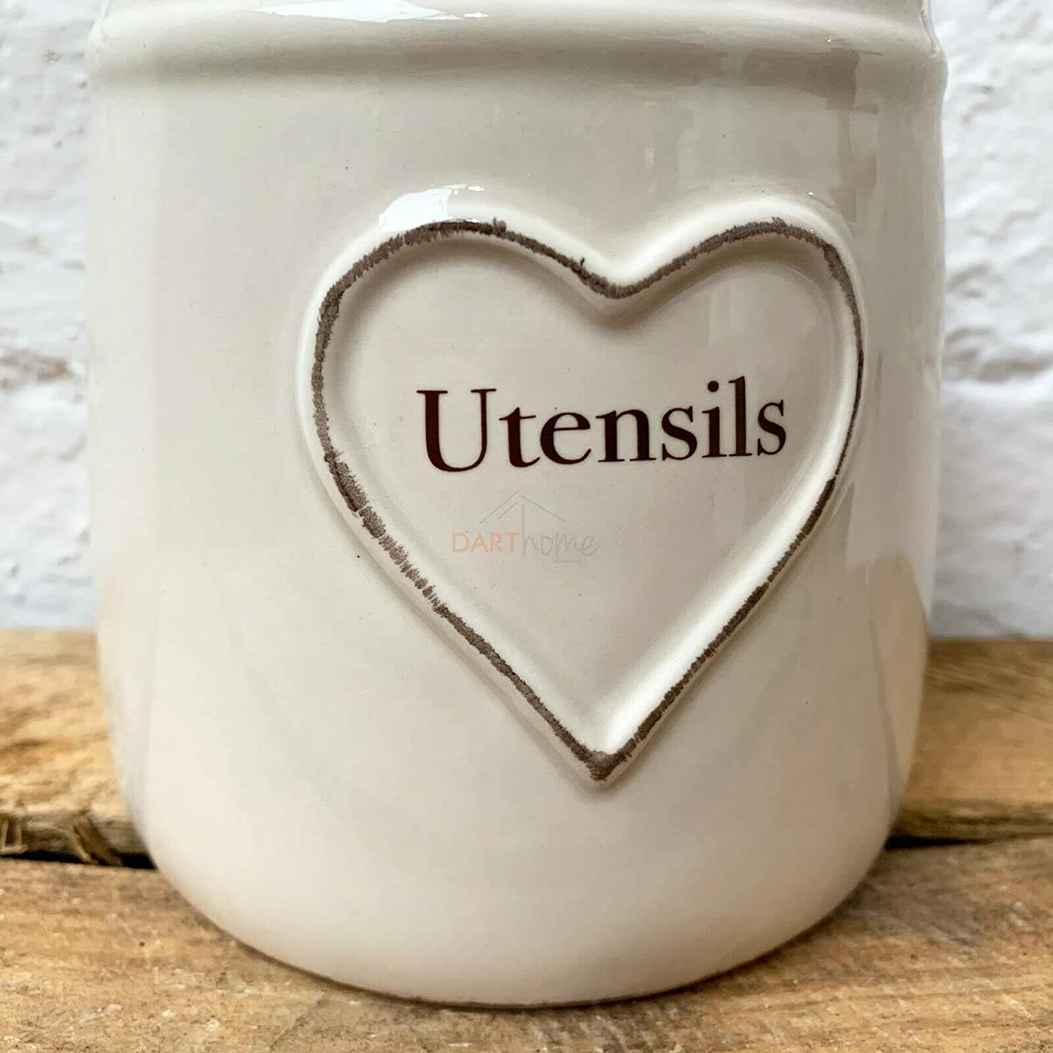 Ceramic Love Heart Utensil Pot 13x12cm