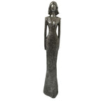 Elegante Damenfigur aus silbernem Kunstharz, 38 cm