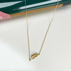 Gold Feather Pendant Womens Necklace 18"