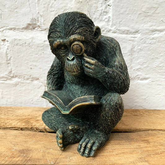 Bronze Resin Studious Ape Bookend