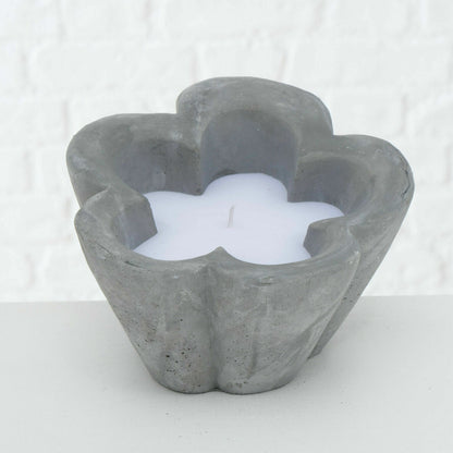 Cement Grey Flower Candle Pot