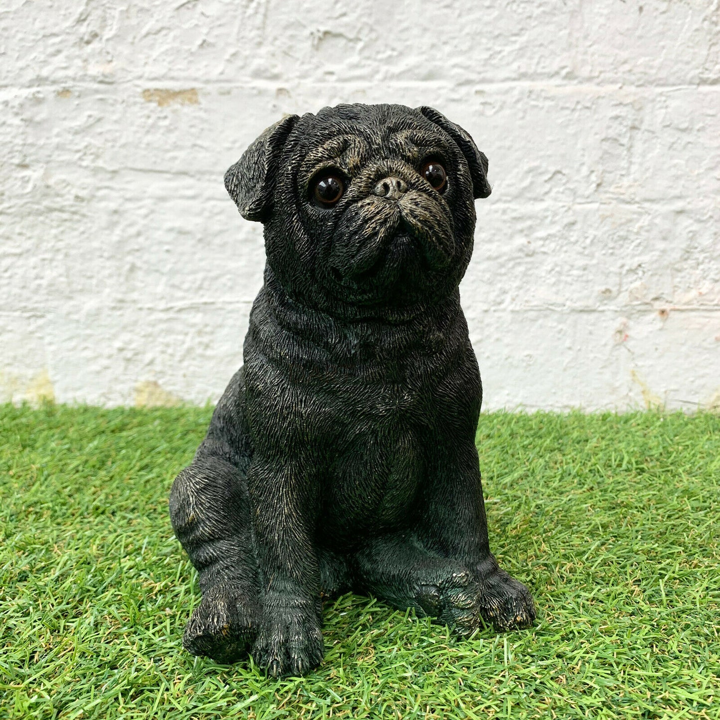 Bronze Resin Sitting Pug Dog Ornament