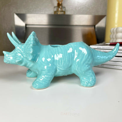 Blauer Keramik-Triceratops-Sukkulenten-Übertopf