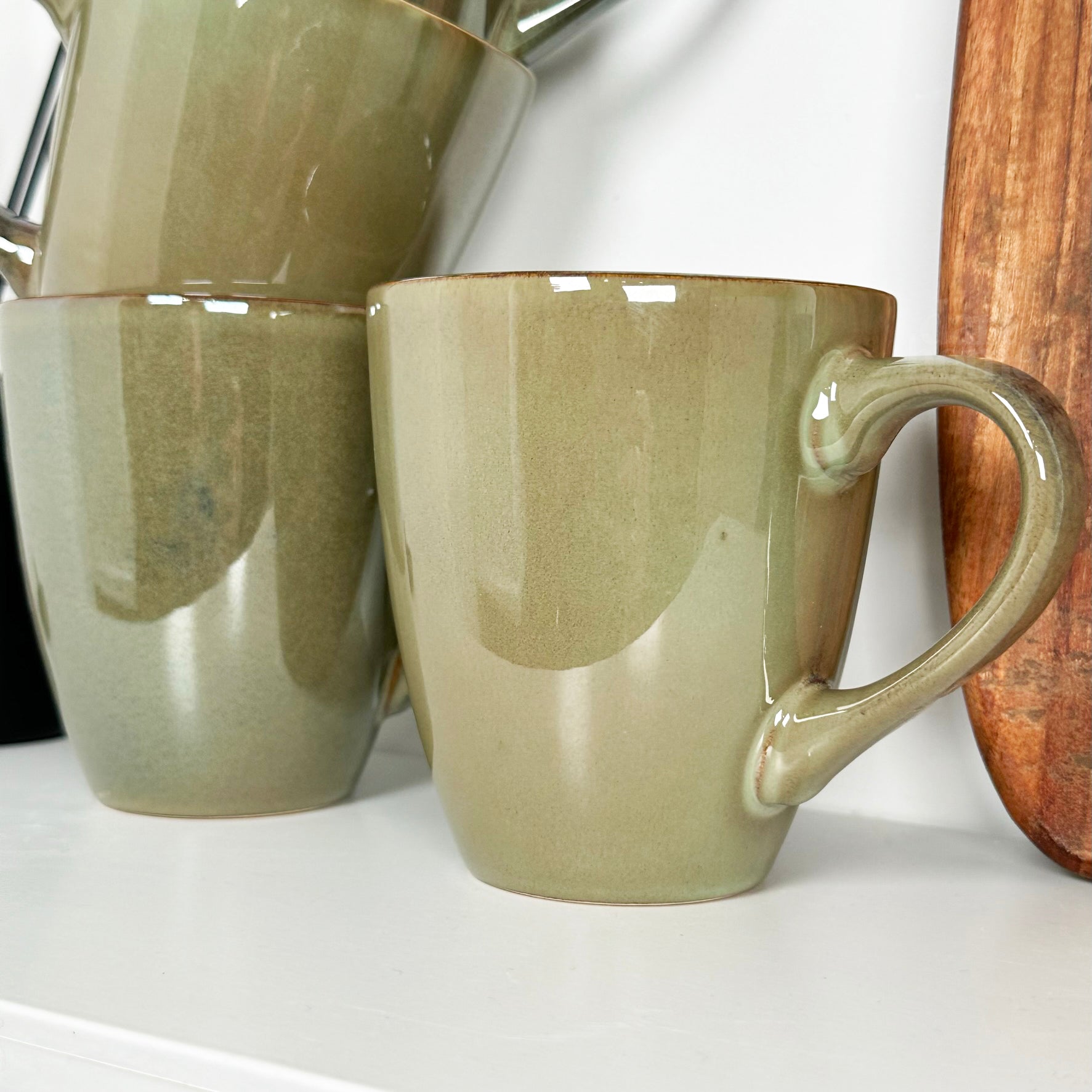 4 Stück Steinzeug Reactive Glaze 400 ml Becher – Grün