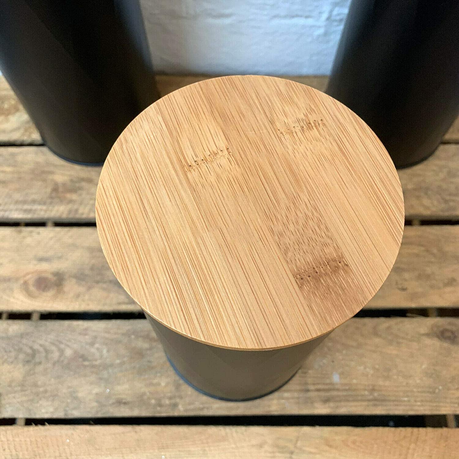 Set Of 3 Large Black Storage Canisters